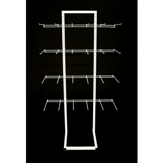 Hakenständer weiß mit 4 Hakenleisten (6 Haken je 30 cm lang)