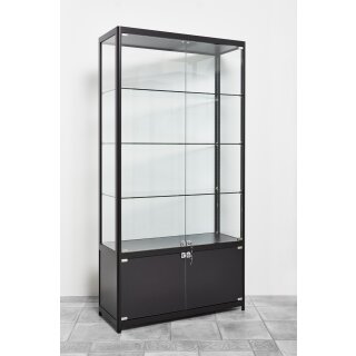 Vitrine schwarz mit Unterschrank inkl. LED-Beleuchtung