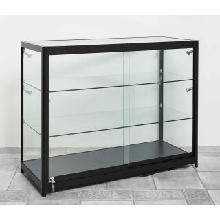 Thekenvitrine schwarz mit LED-Beleuchtung