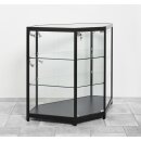 Theken-Eck-Vitrine schwarz, LED Beleuchtung, 75x75x94cm