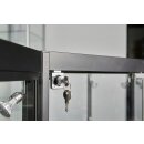 Theken-Eck-Vitrine schwarz, LED Beleuchtung, 75x75x94cm