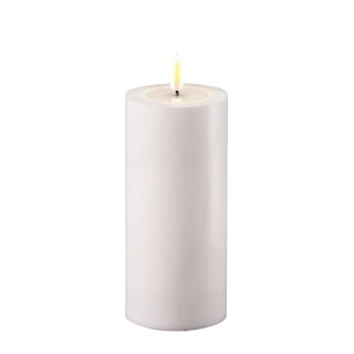 Deluxe Homeart LED Stumpenkerze weiß für Außen 7,5 x 15 cm