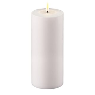 Deluxe Homeart LED Stumpenkerze weiß für Außen 10 x 20 cm
