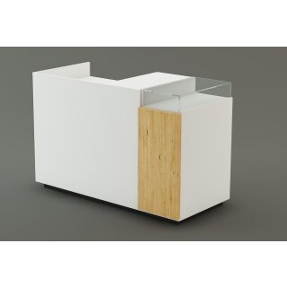 Kassentheke weiß mit Holzoptik
